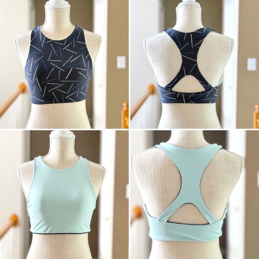 Carve Designs Sanitas Compression Top Reversible Bikini Sports Bra Chalk Print‎